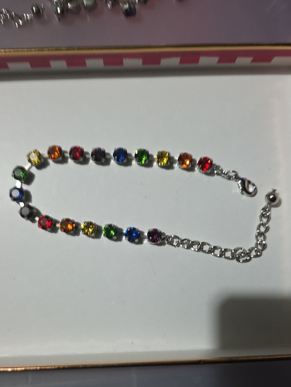 Silver Rainbow Crystal Bracelet